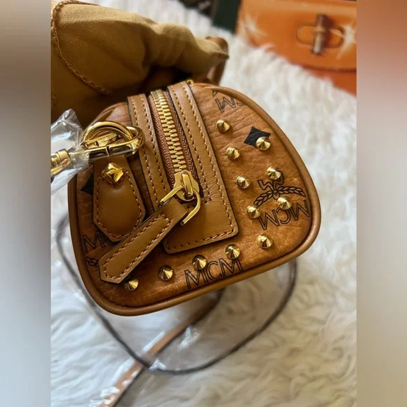 MCM Cognac Visetos Swarovzki mini boston 2 way - Picture 10 of 14
